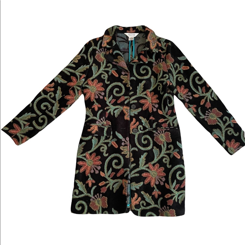 Allison Taylor Vntg Floral Chenille Tapestry Coat